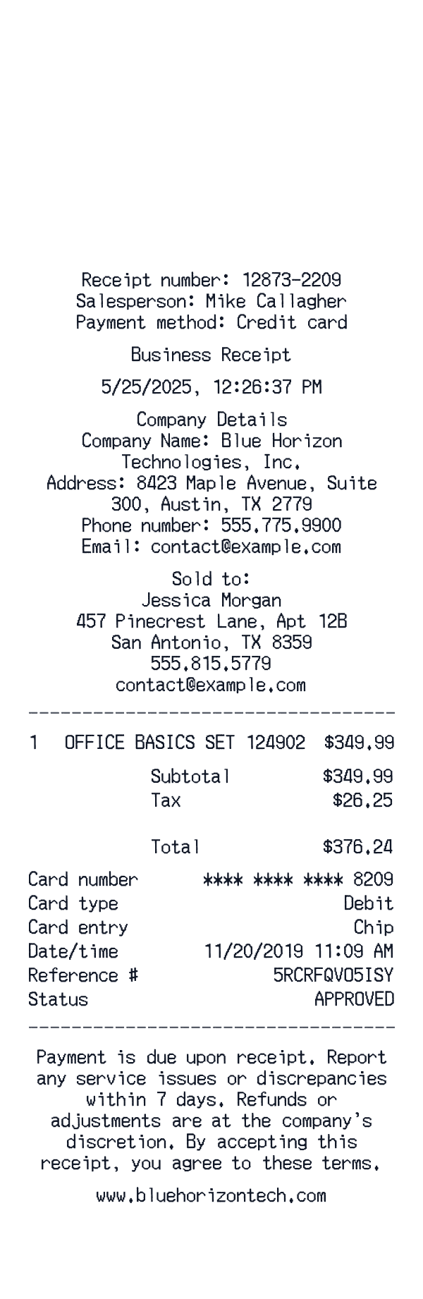 Generic Business Receipt Template Generator Generic Business receipt template generator preview