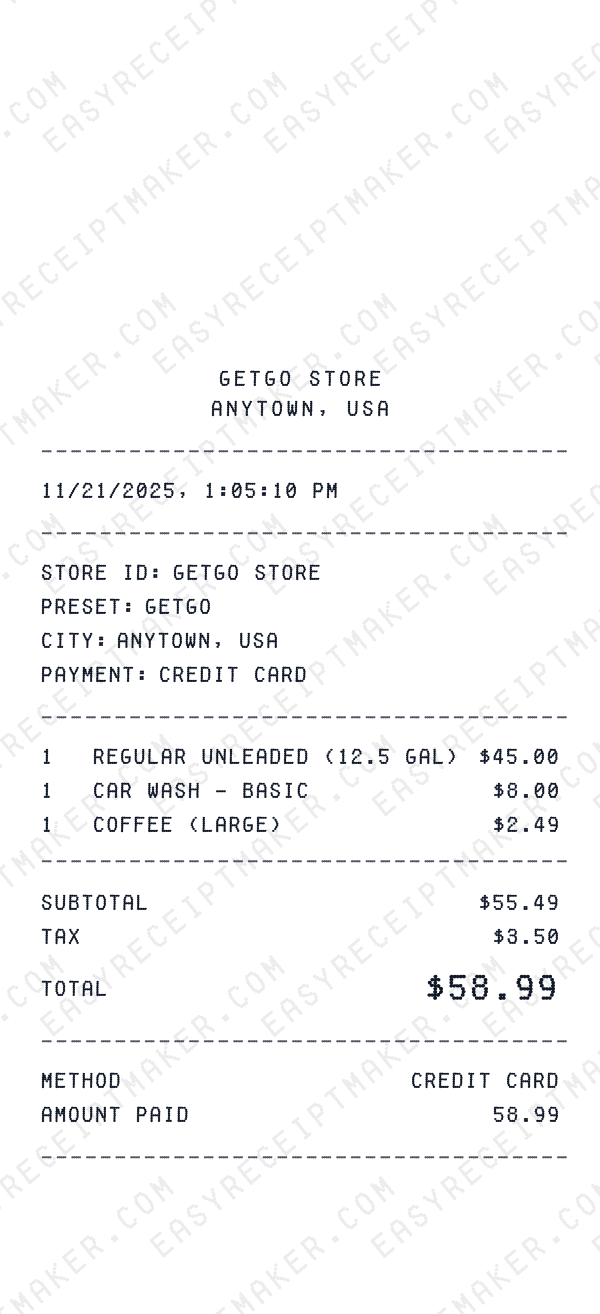 GetGo receipt preview