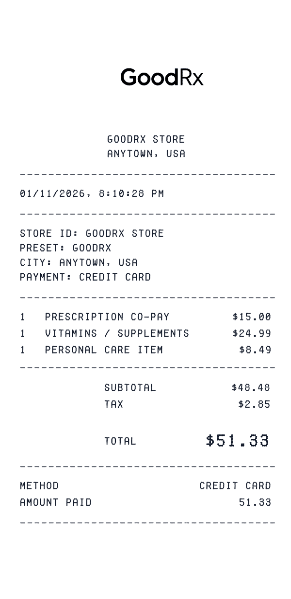 GoodRx Receipt GoodRx receipt template example