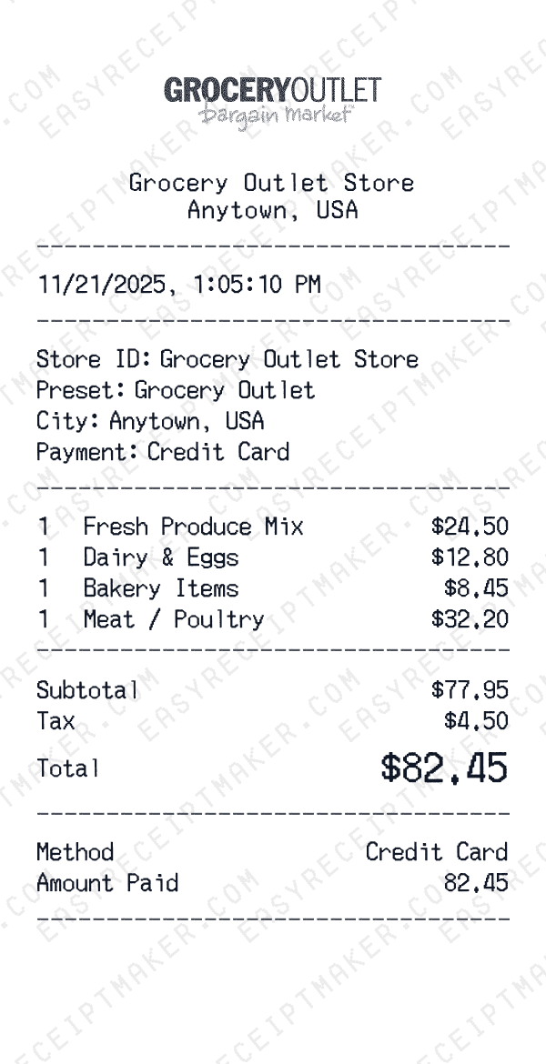 Grocery Outlet receipt preview