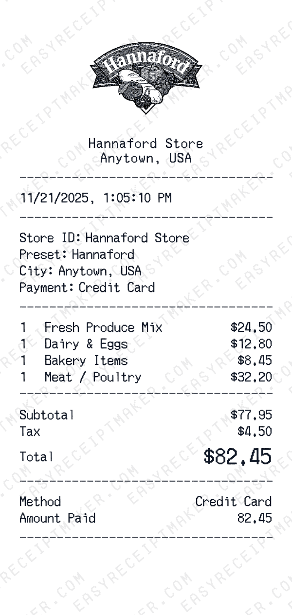 Hannaford receipt preview