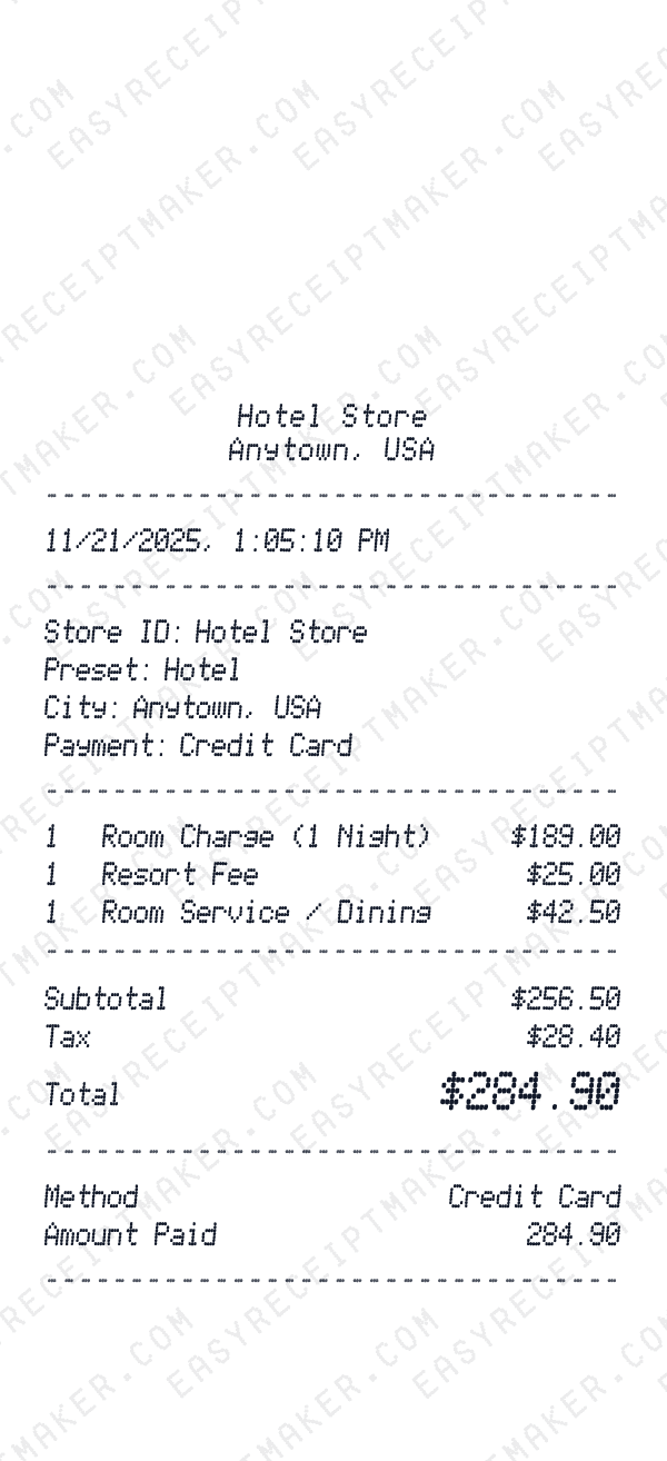 Hotel Receipt Template Generator Hotel receipt template generator preview