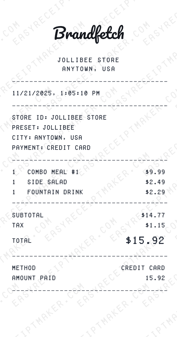 Jollibee receipt preview