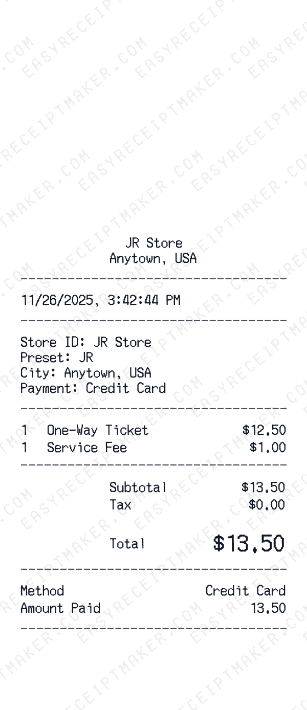 JR receipt preview