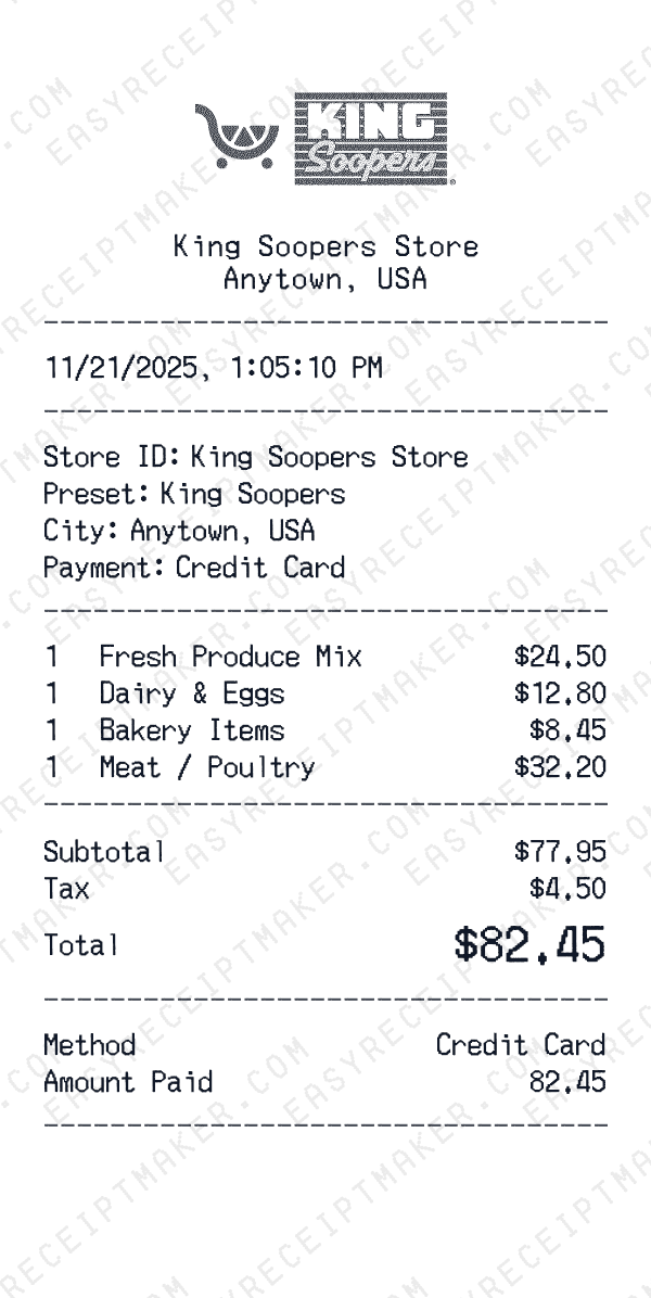 King Soopers receipt preview