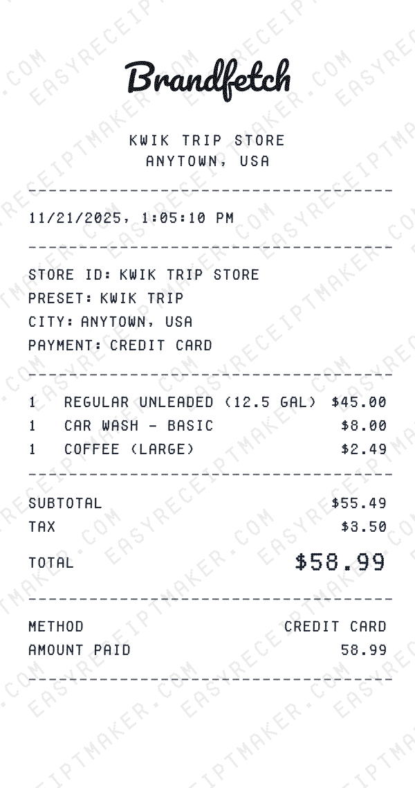 Kwik Trip receipt preview