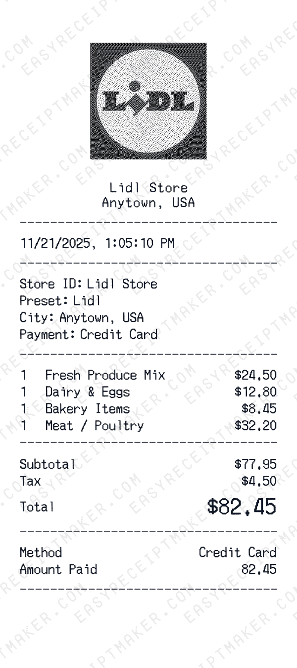 Lidl receipt preview