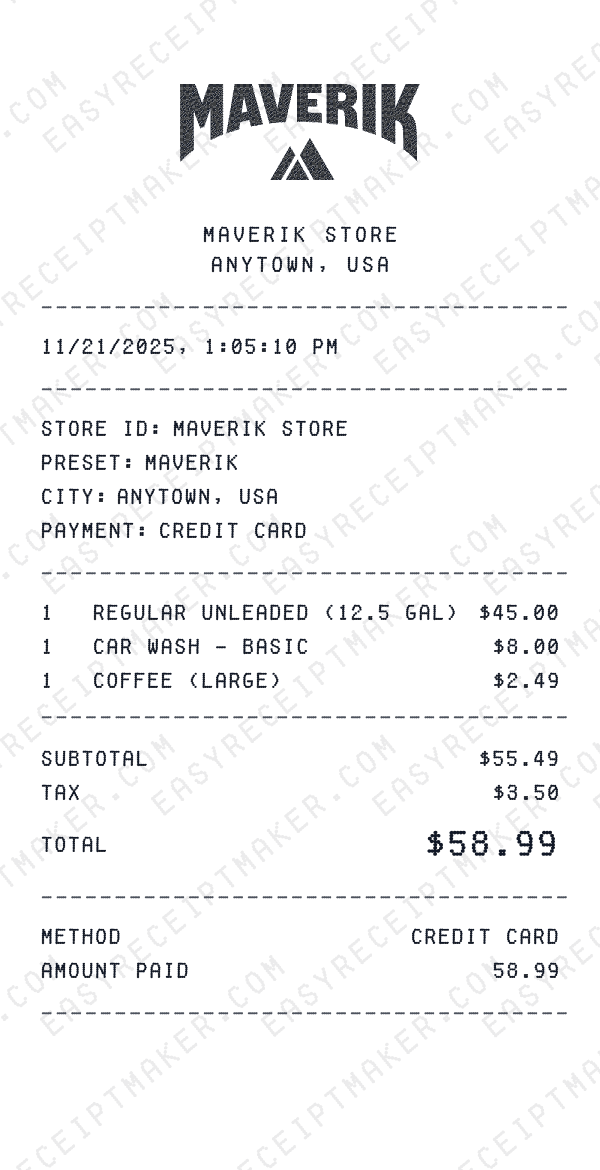 Maverik receipt preview