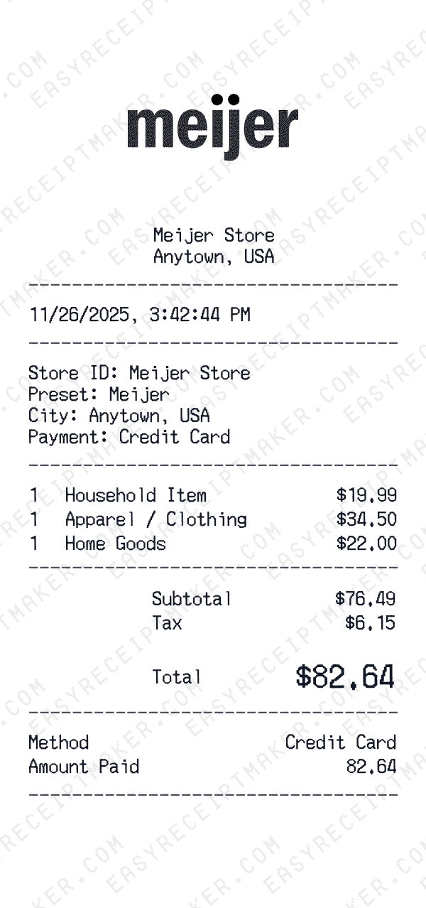 Meijer receipt preview