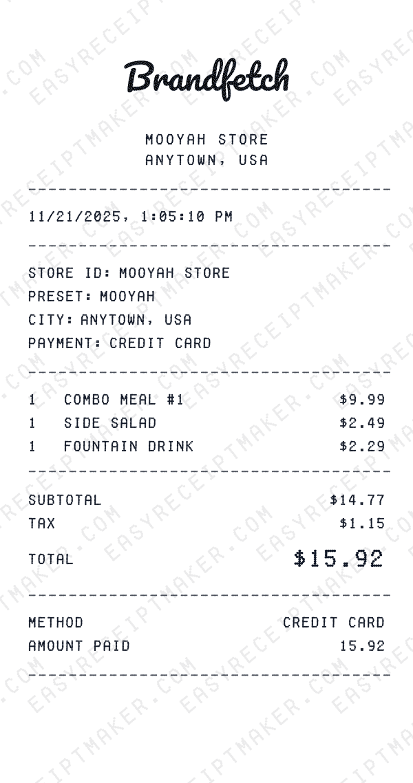 MOOYAH receipt preview