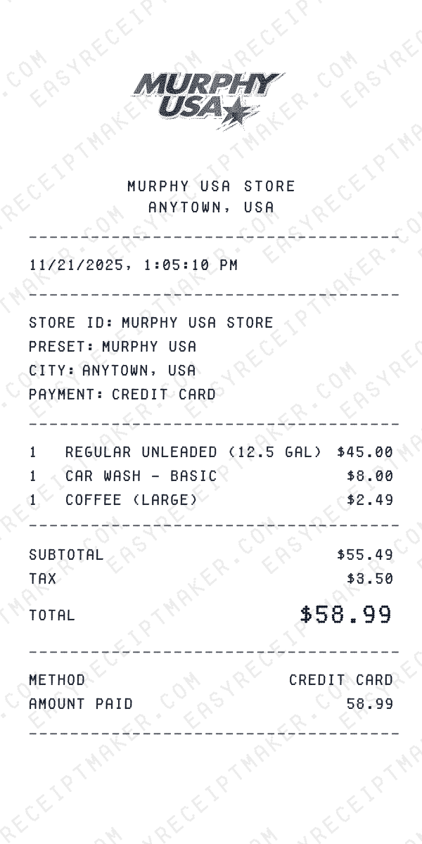 Murphy USA receipt preview