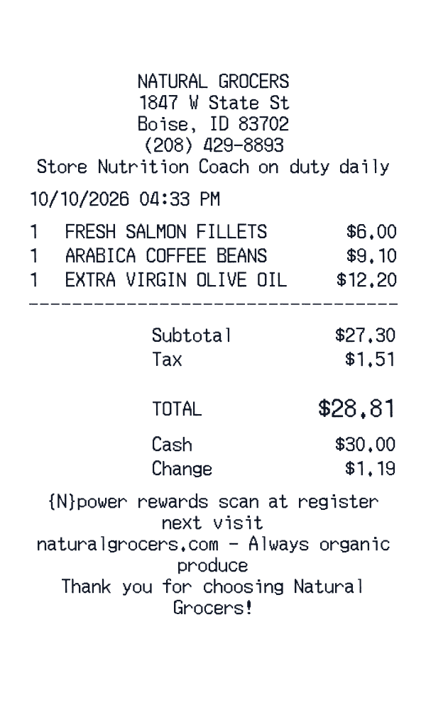 Natural Grocers Receipt Template Generator Natural Grocers receipt template generator preview