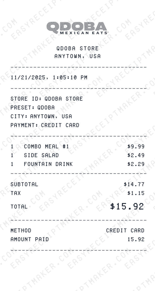 QDOBA receipt preview