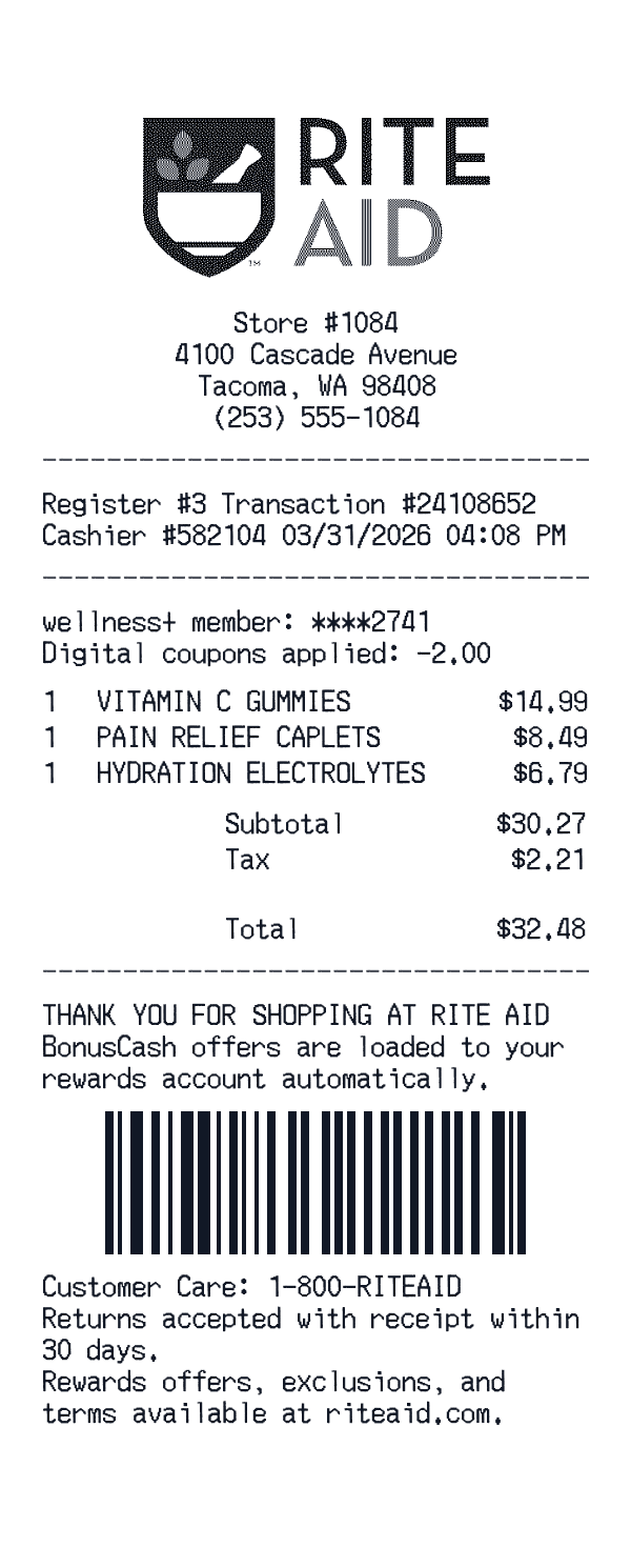 Rite Aid Pharmacy Receipt Template Generator Rite Aid Pharmacy receipt template generator preview