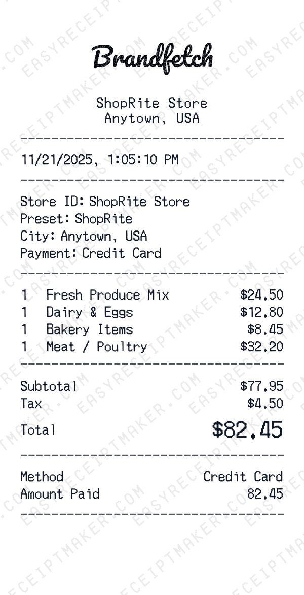ShopRite receipt preview