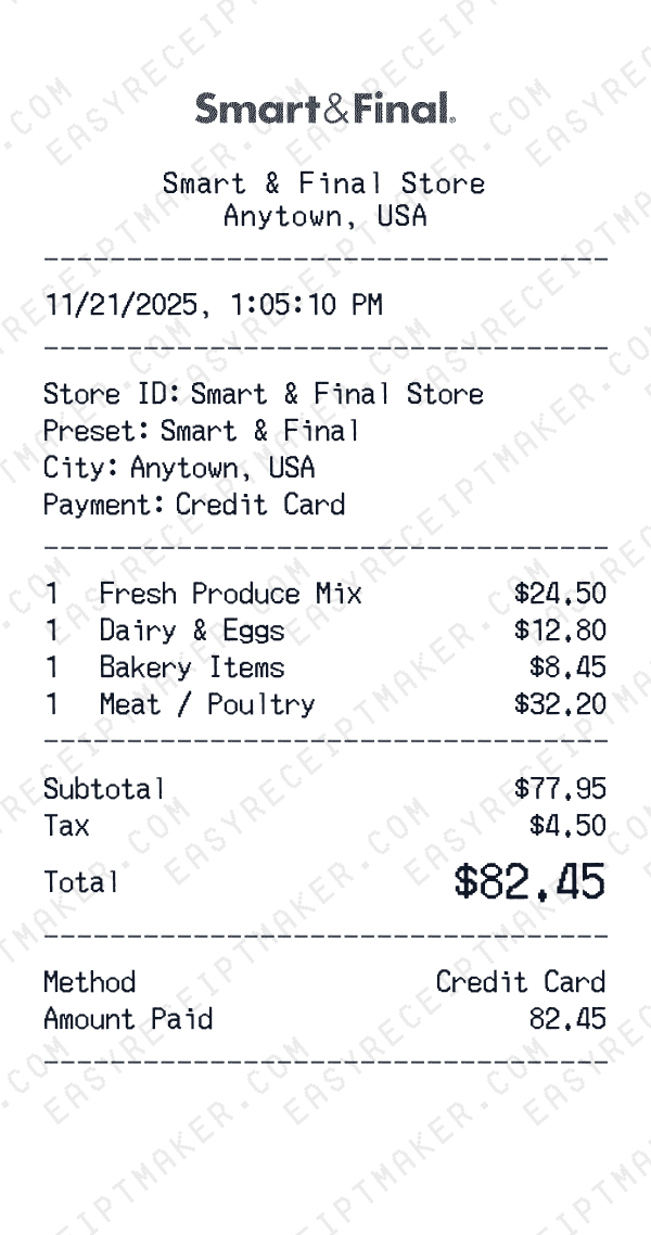 Smart & Final receipt preview