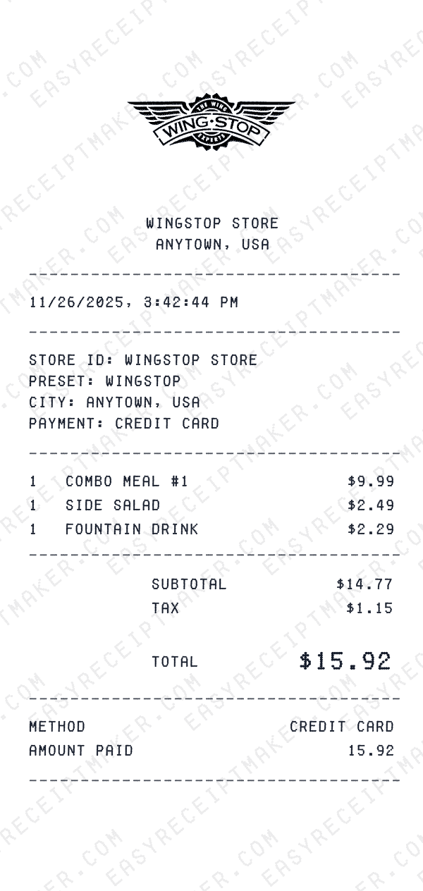 Wingstop receipt preview